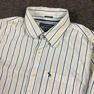 Vintage Y2K Abercrombie & Fitch Mens L Muscle Fit Striped Long Sleeve Button